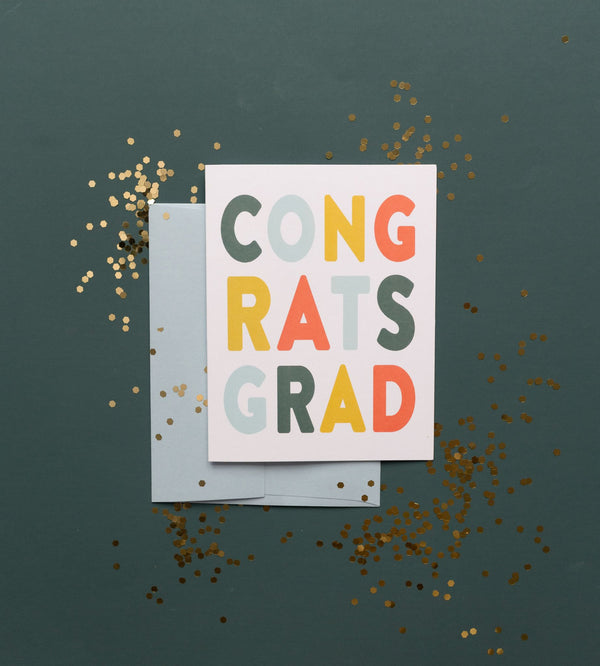 Congrats Grad Colorful Lettered Card - 2