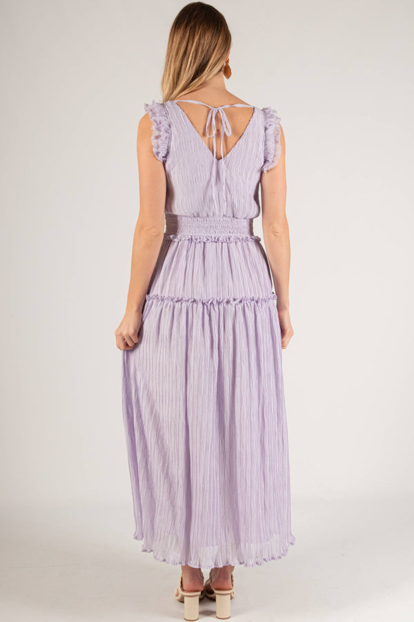Pleated Maxi Dress with Ruffles