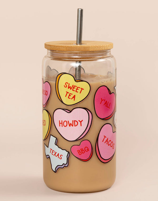 Western Conversation Hearts Glass Can