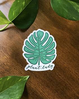 plant lady monstera leaf sticker