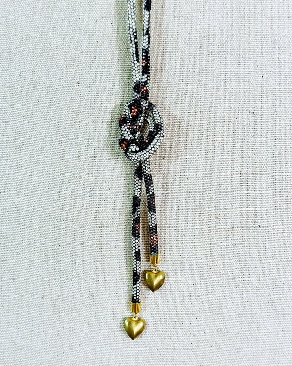 Leopard Sparkle Heart Hatband / Lariat Necklace