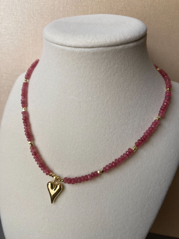 Gemstone Bead Necklace with Pendant - 4