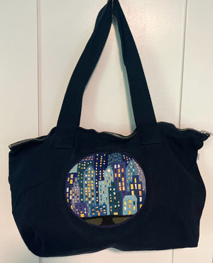 earth & needle embroidered tote - 1