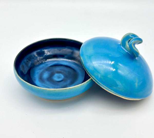 Turquoise Dish with Lid - 2