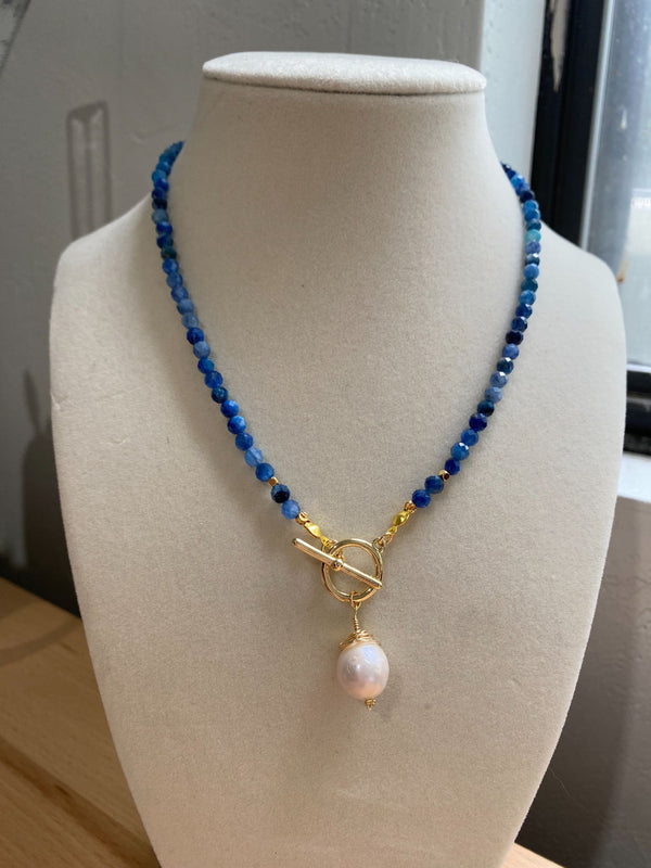 Gemstone Bead Necklace with Pendant - 8