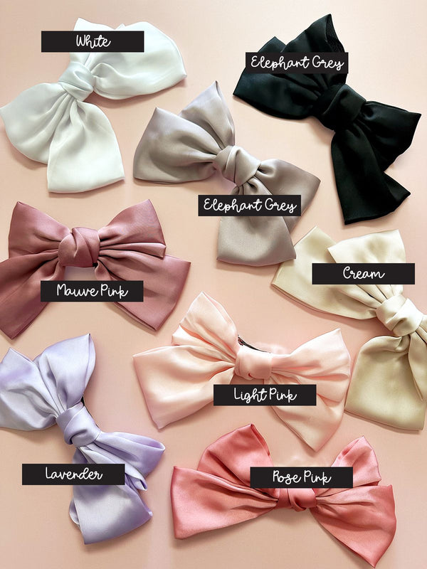 Solid Satin Bow with Spring Clip - 2