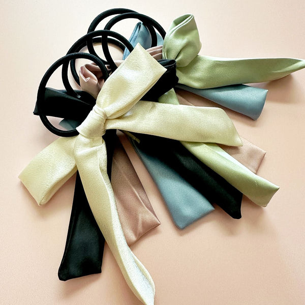 Satin Skinny Bow Elastic Hair Tie - 2