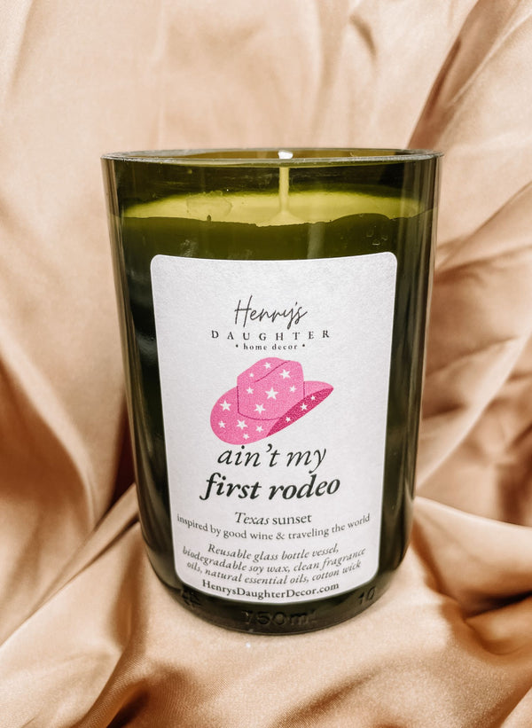 Texas Sunset Rodeo Wine Bottle Candle - 1