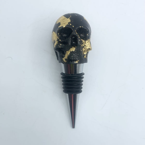 Skull Wine Stopper - Gold Foil Accent - 4