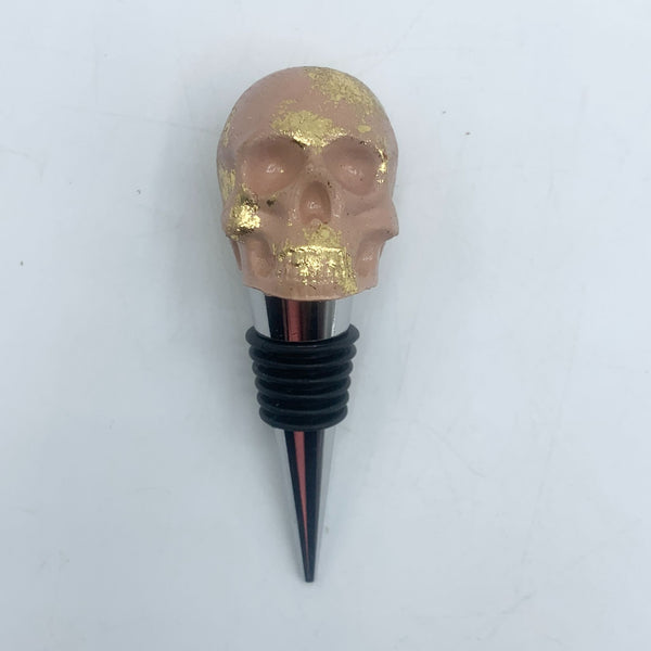 Skull Wine Stopper - Gold Foil Accent - 6