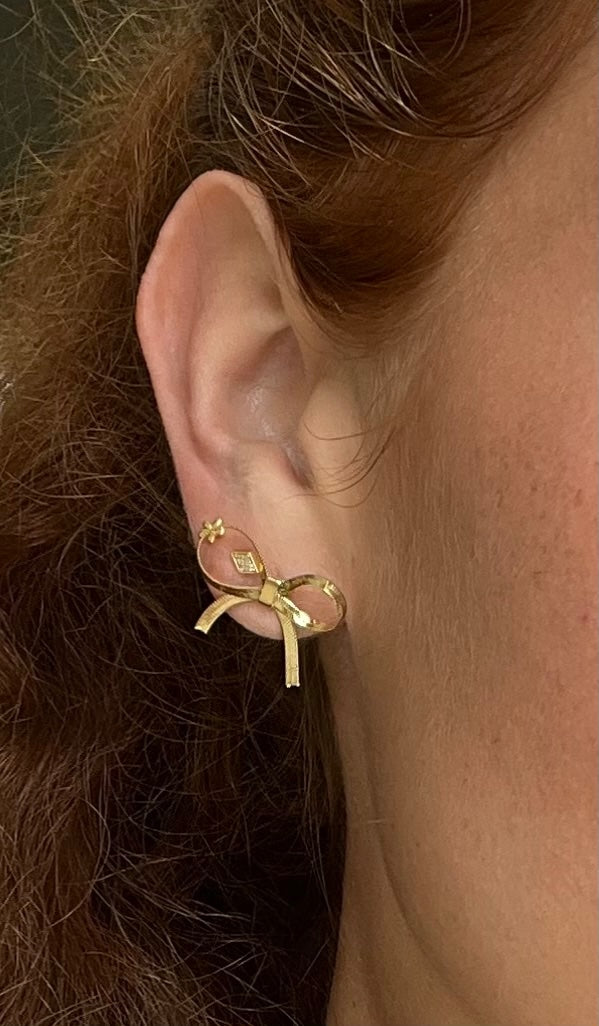 Gold Small Bow Earrings  - 2