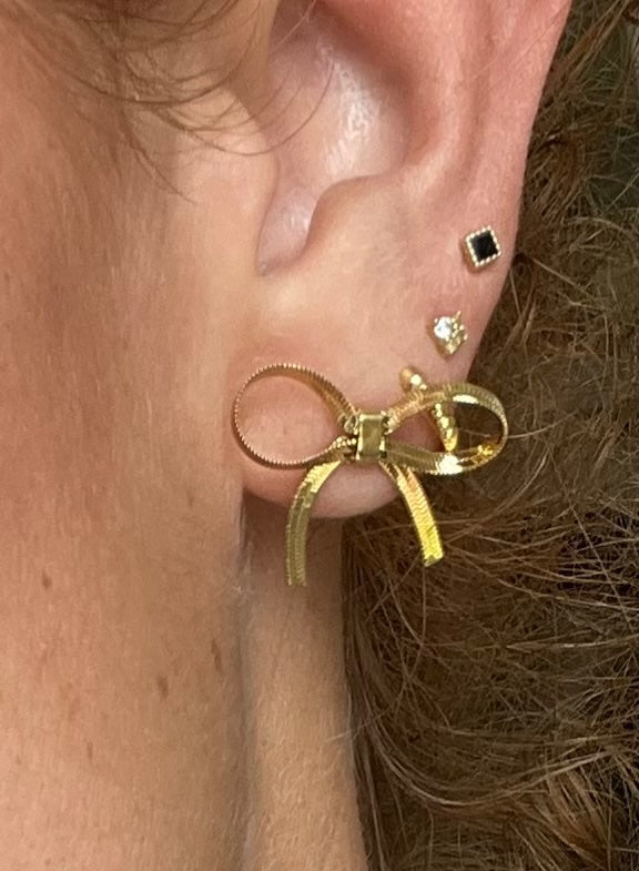 Gold Small Bow Earrings  - 3