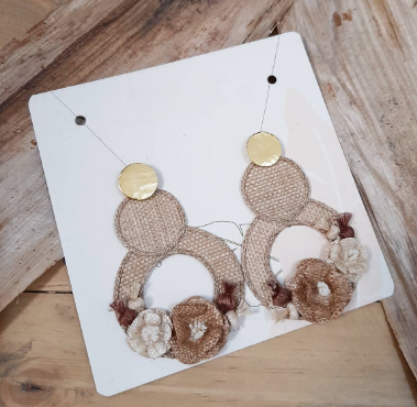 Traditional Brown Banana Fiber Earrings - 4