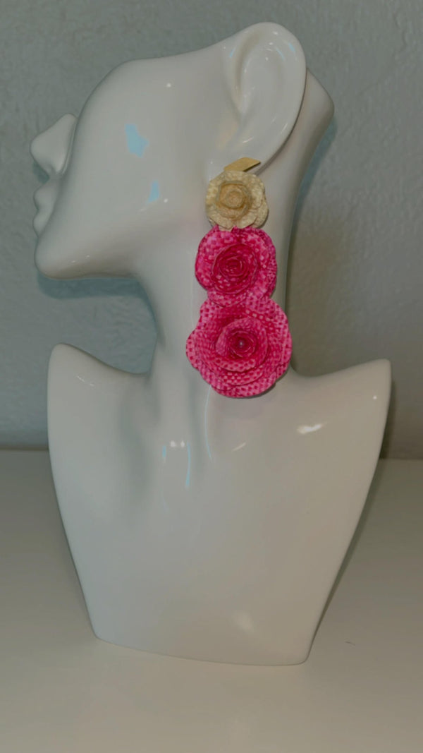 Rosie Blooming trio banana fiber earrings  - 4