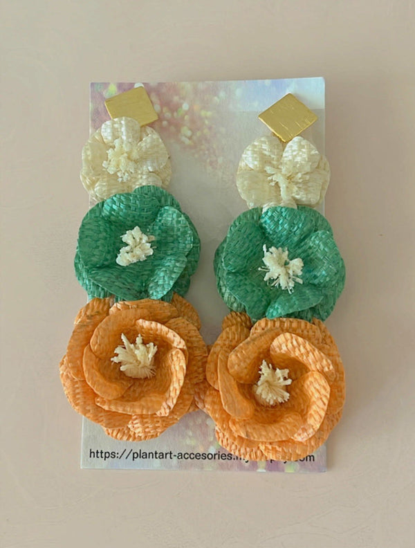 Jasmine Bloom Trio: Elegant Banana Fiber Earrings - 3