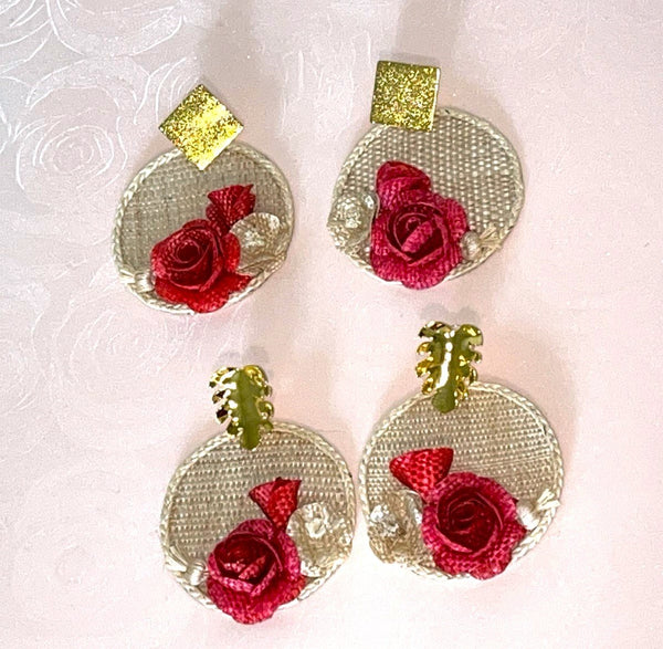 Roses with base banana fiber earrings - 5