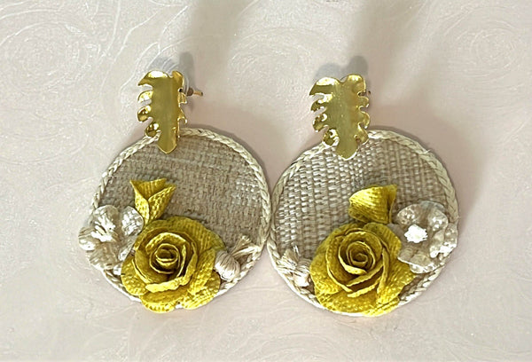 Roses with base banana fiber earrings - 8