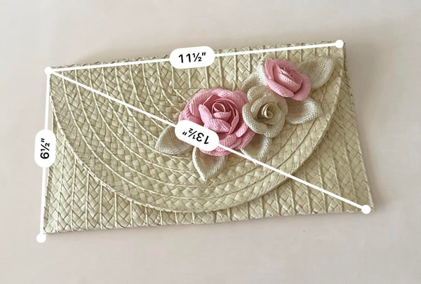 Trio Roses with leaves Clutch-Banana fiber. - 11