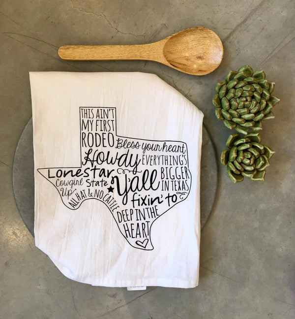 Texas Sayings Flour Sack Tea Towel - 1