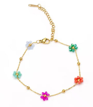 Colorful beaded gold bracelet  - 1