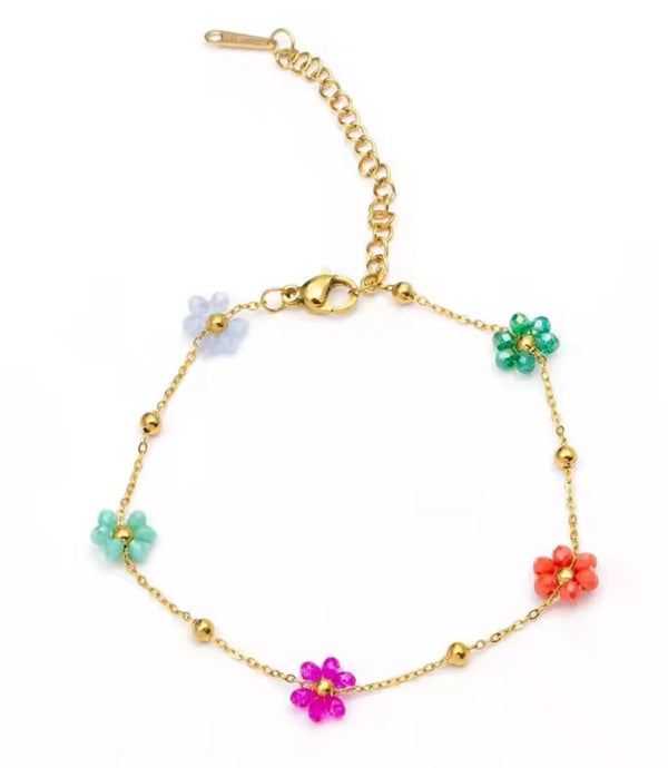 Colorful beaded gold bracelet  - 1