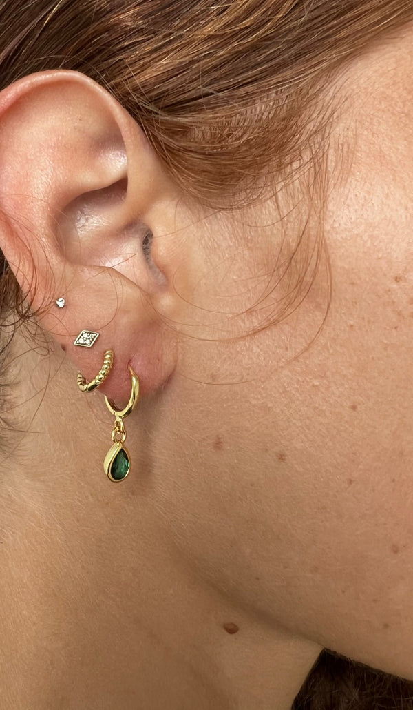 Emerald Cz dangle drop earrings - 3