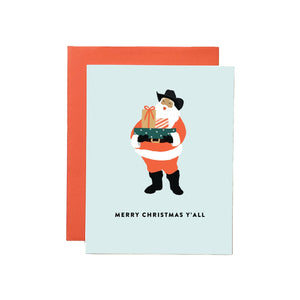 Cowboy Santa 'Merry Christmas Y'all' Card - 1