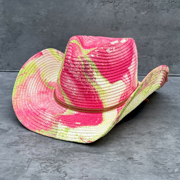 Sorority Marbled Straw Cowboy Hat - 3