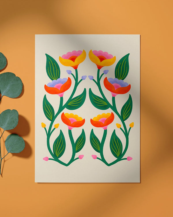 Symmetrical Flowers 2 Greeting Card - 1