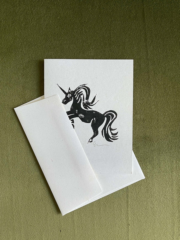 'Unicorn' Block Print Notecard - 2