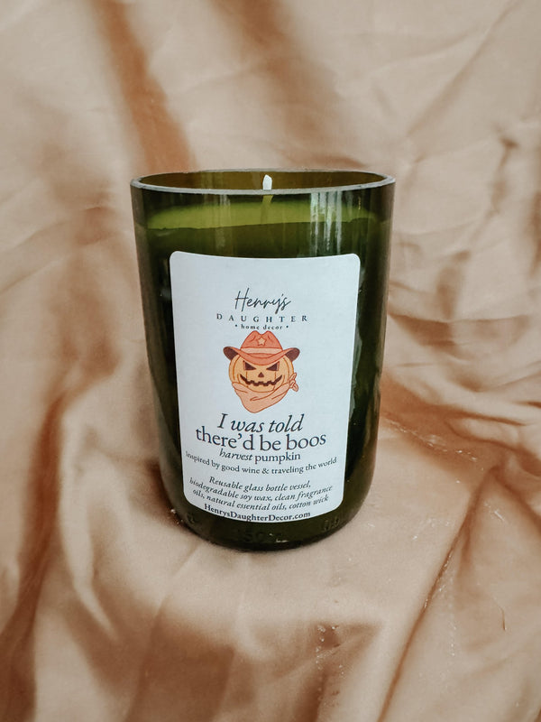 Boos Pumpkin Harvest Pumpkin Wine Bottle Candle - 1