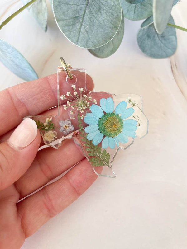 Pressed Flower Texas Keychain - 3