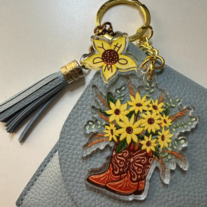 Sunflower Cowboy Boots Keychain - 1