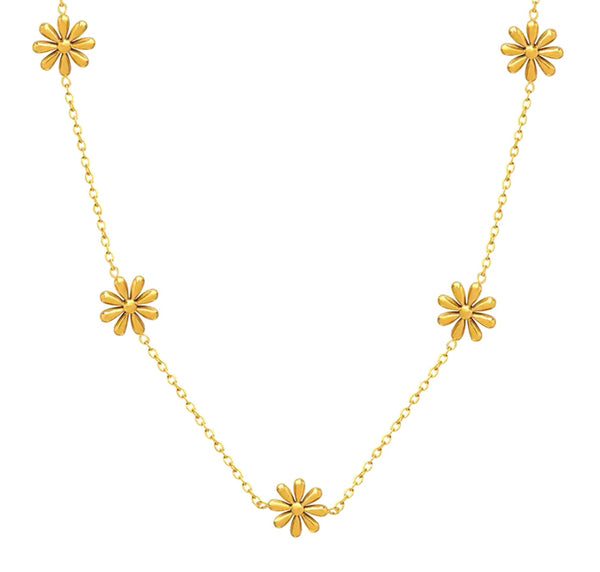 Gold Daisy Flower Necklace  - 1