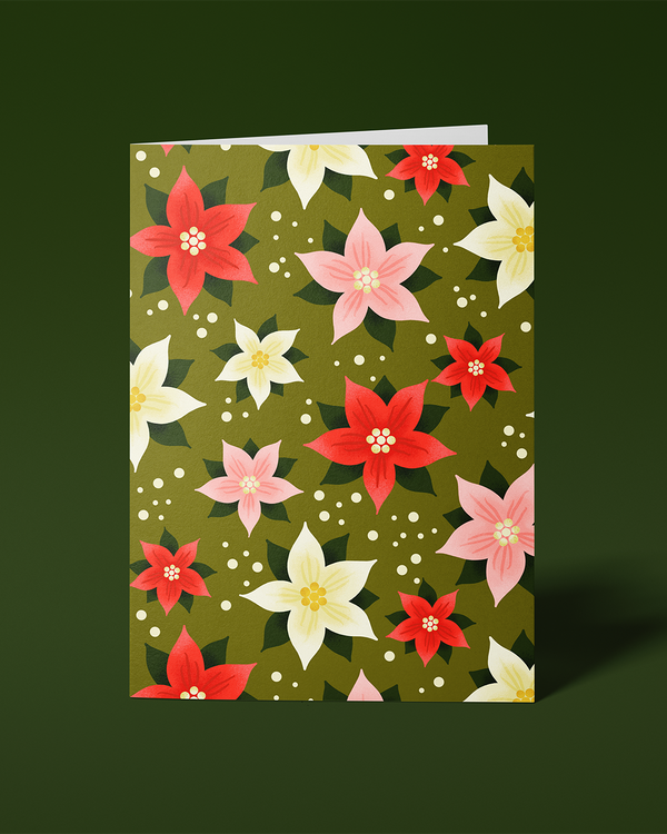Poinsettia Pattern - Beautiful Holiday Greeting Card - 1