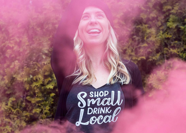 Shop Small Drink Local V-Neck Shirt - 1