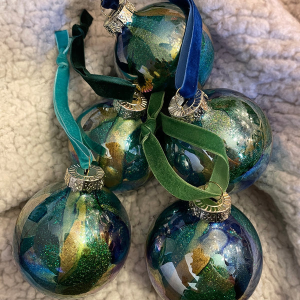 Inky Glass Ornaments - 4