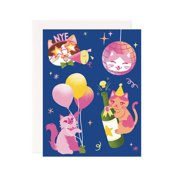 NYE Cats Greeting Card - 1