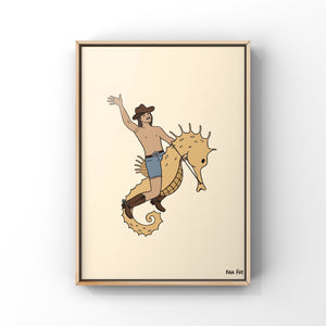 Seahorse Cowboy Art Print - 1