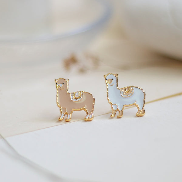 Alpaca Enamel Earrings - 1