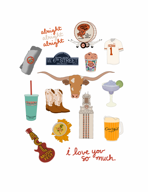 Teddy Rae Prints: University of Texas Icon Print - 1