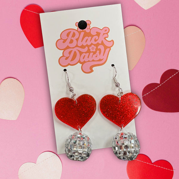 Dancing Disco Heart Earrings - 1