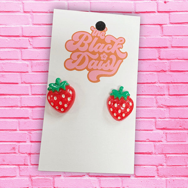 Berry Cute Strawberry Stud Earrings - 1