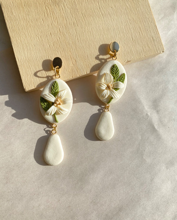 Ivory Magnolia dangles - 1