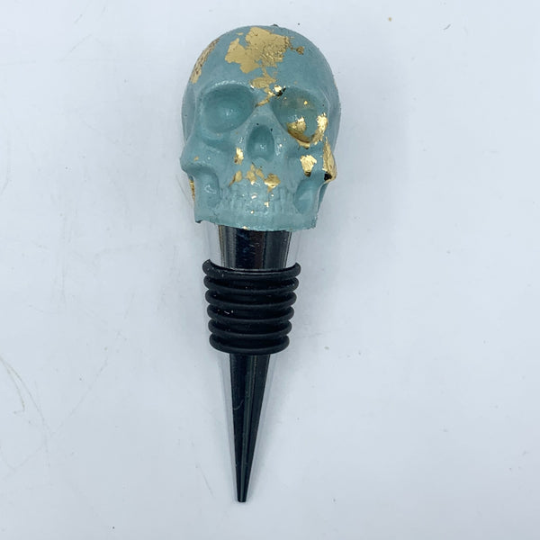 Skull Wine Stopper - Gold Foil Accent - 7