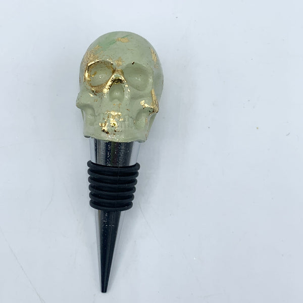 Skull Wine Stopper - Gold Foil Accent - 9