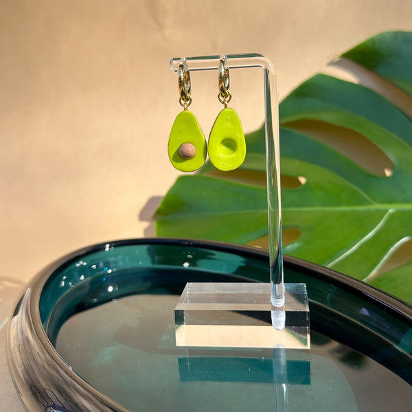 Avocado Charm Huggie Earrings - 2