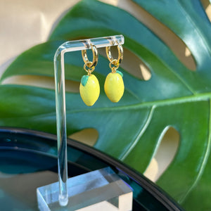 Lemon Charm Huggie Earrings - 1