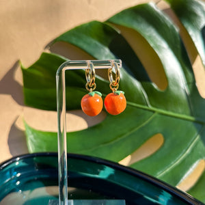 Orange Charm Huggie Earrings - 1