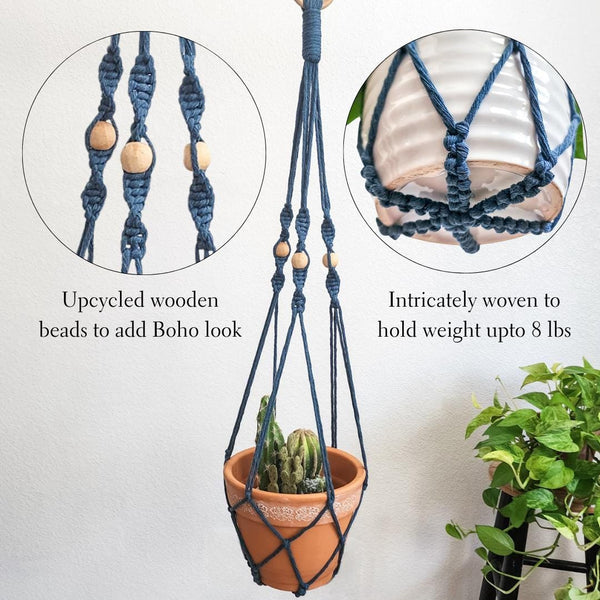 Macrame Plant Hanger With No Tassels - 7